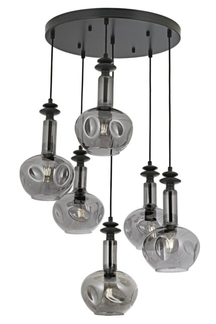 Bone Modern Avize E27 72W 50cm Metal Siyah Avonni-AV-1912-6T-GR